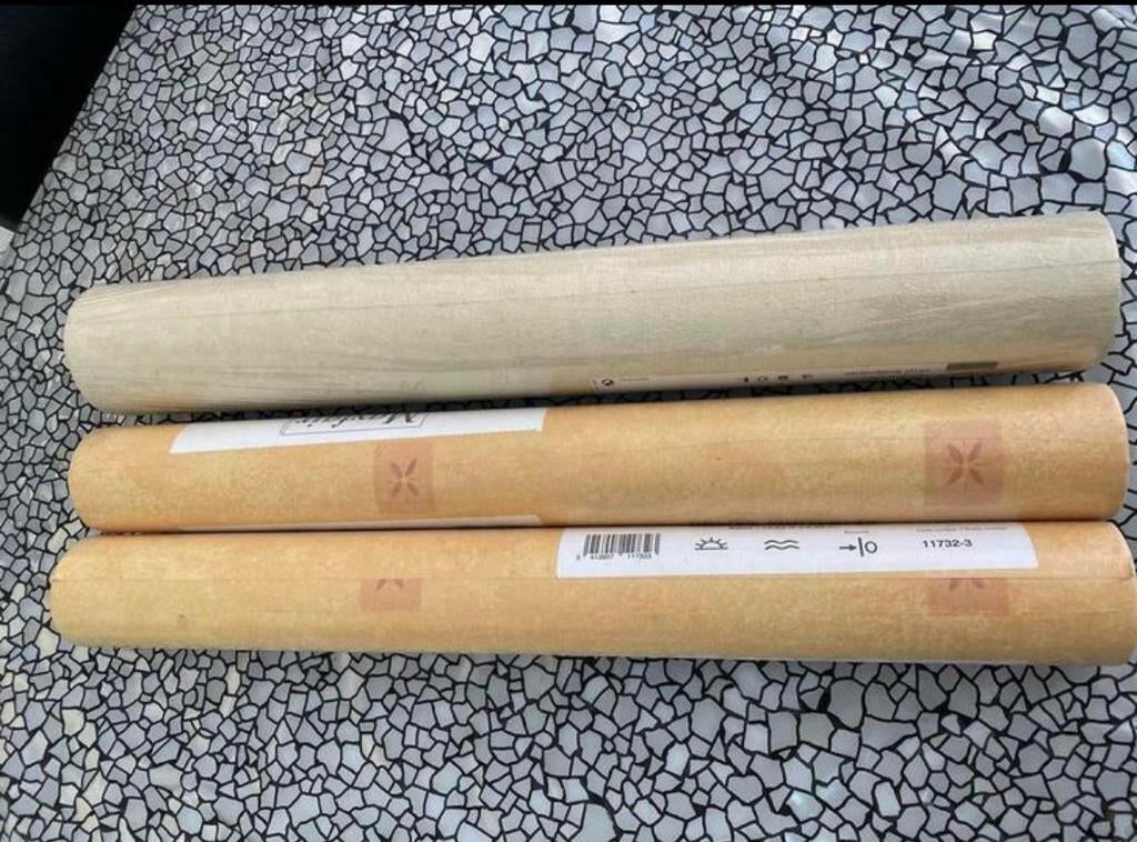 Set van 3 rollen behang, nieuw, verpakt, naadloos, 25 tot 50 m², Oranje