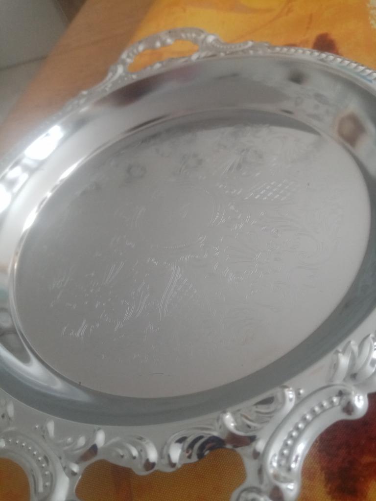 Plateau rond alu avec motif..., Enlèvement ou Envoi, Comme neuf, Rond, Métal