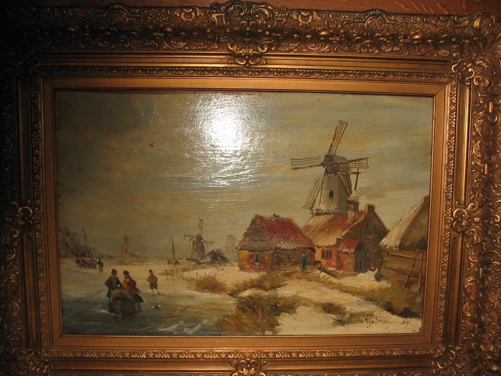 WINTER TAFREEL  OP Paneel van A.J van PROOYEN 1896, Antiquités & Art, Art | Peinture | Classique, Panneau, Enlèvement, Peint à la main