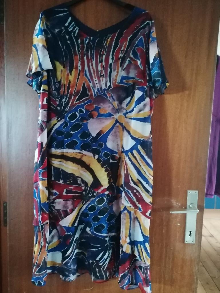 Kleurrijke gevoerde jurk van Pause Café, maat XL.  🙋‍♀️, Kleding | Dames, Overige kleuren, Maat 46/48 (XL) of groter, Ophalen of Verzenden