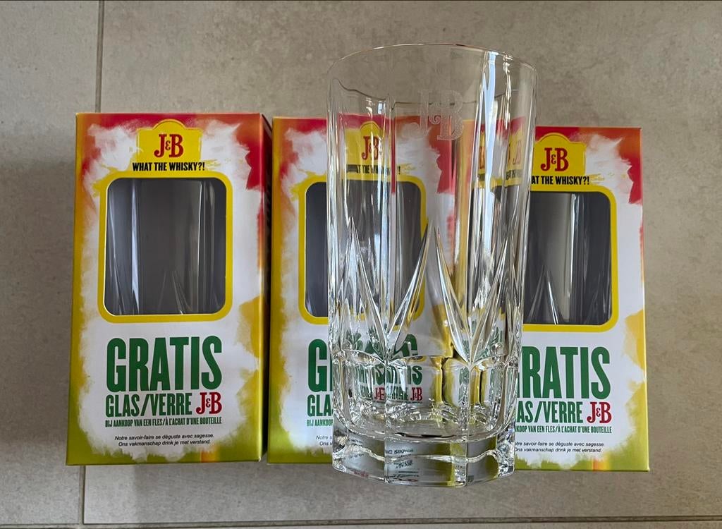 3 J&B Whisky glazen, Verzamelen, Ophalen of Verzenden, Nieuw, Overige typen