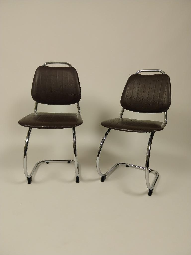 2 x Vintage Cantileverstoelen, jaren 70, Maison & Meubles, Enlèvement, Utilisé, Brun, Chaise de bureau