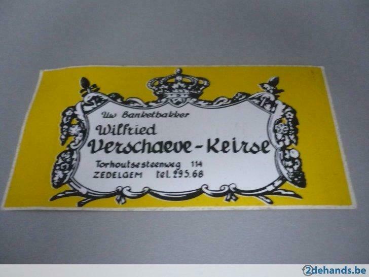 oude sticker zedelgem banketbakker wilfried verschaeve - kei, Verzenden, Nieuw