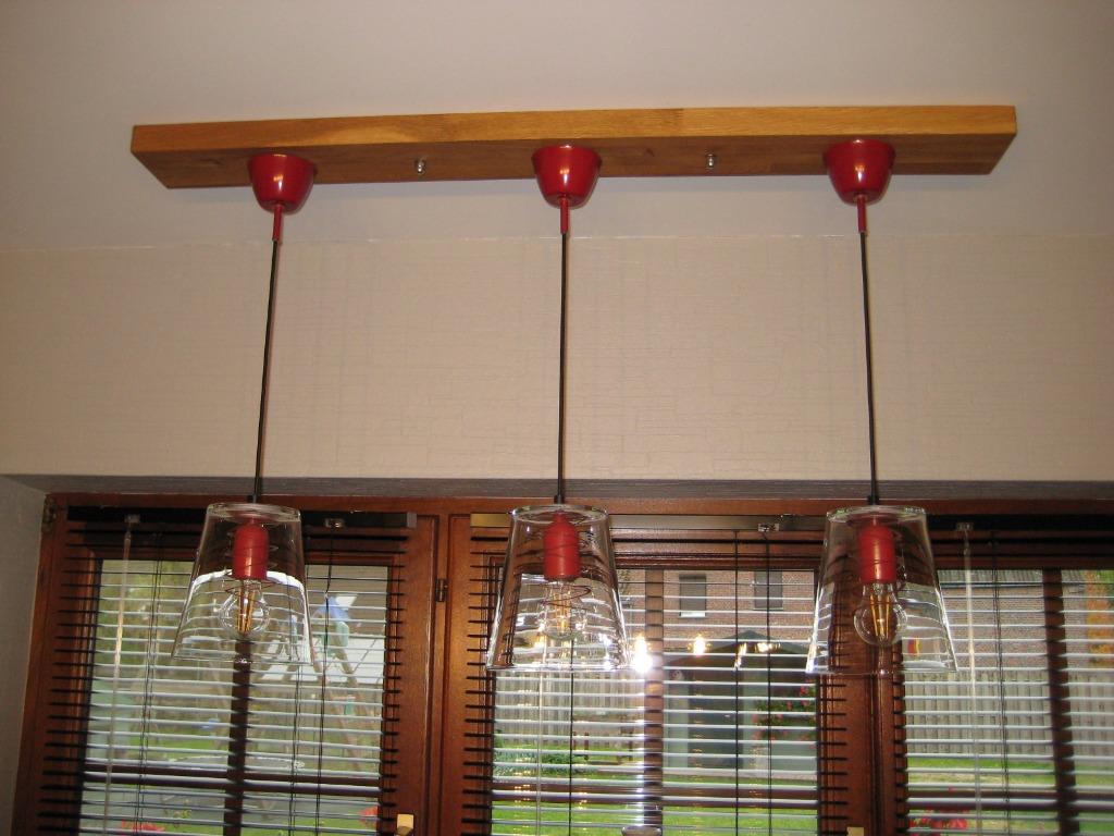 Très belle suspension 3 lampes, Maison & Meubles, Enlèvement, Utilisé, Verre, 50 à 75 cm