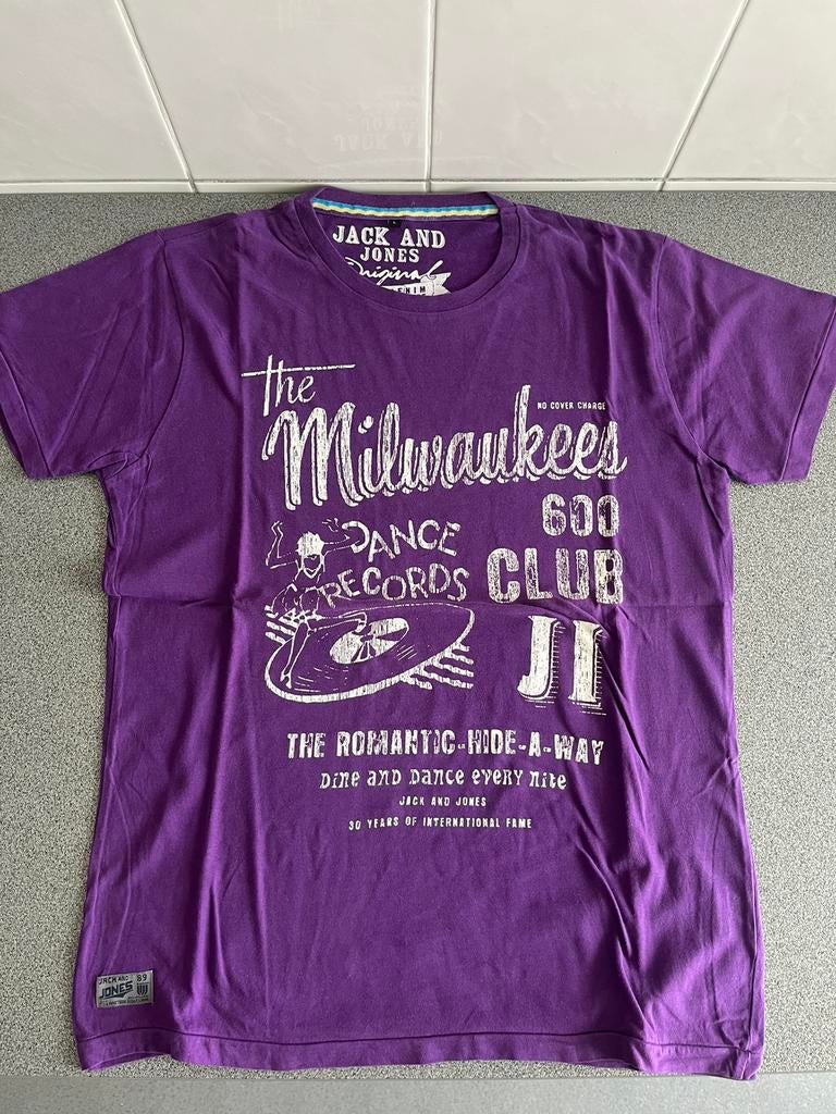Paars t-shirt met print Jack & Jones - maat L, Vêtements | Hommes, T-shirts, Enlèvement ou Envoi, Jack&Jones, Violet, Taille 52/54 (L)