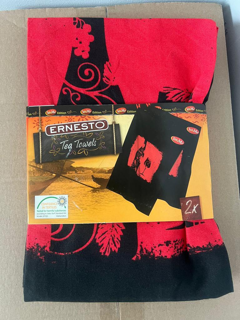 Partij Theedoeken 100%katoen vrolijk print 600x, Ophalen, Nieuw, Zwart, Theedoek of Handdoek