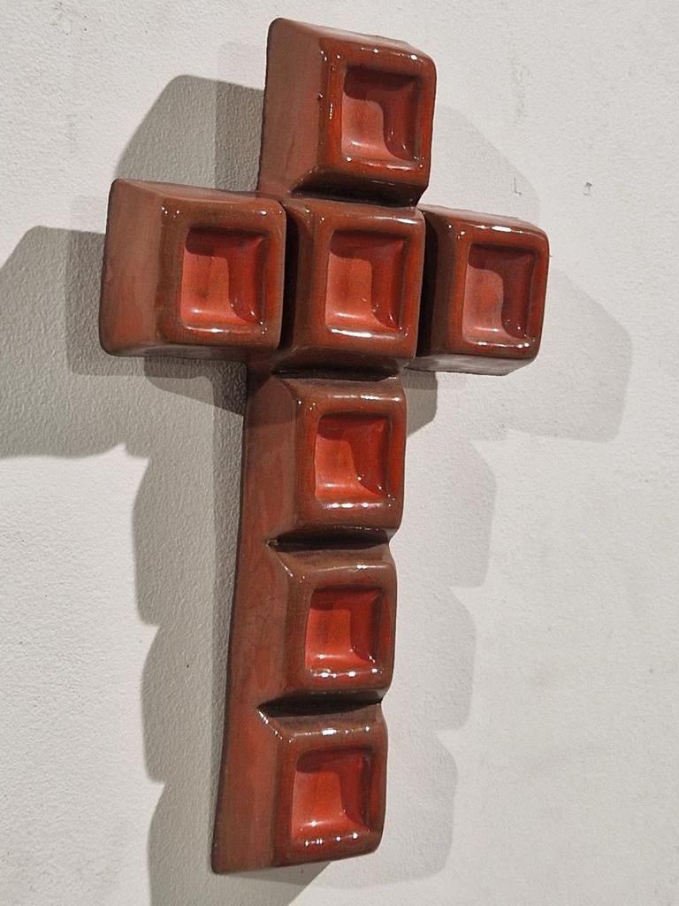 Keramisch kruis van Oswald Tieberghien jaren 60 , brutalist, Antiek en Kunst, Antiek | Keramiek en Aardewerk, Ophalen of Verzenden