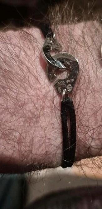 Dihn van menottes cord bracelet, Enlèvement ou Envoi, Comme neuf, Avec strass, Argent