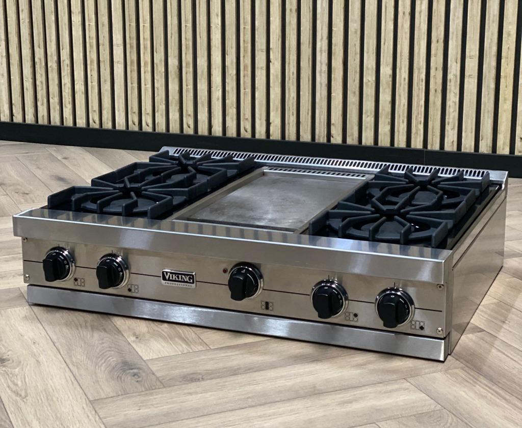 Luxe Viking Kookplaat 91CM + Grillplaat, Elektronische apparatuur, Fornuizen, 60 cm of meer, 4 kookzones, Warmhoudplaat, Energieklasse A of zuiniger