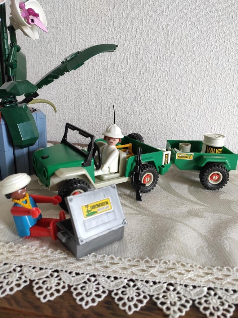 Vintage Playmobil 3532 - Safari jeep met aanhanger uit 1981, Kinderen en Baby's, Ophalen, Zo goed als nieuw, Complete set