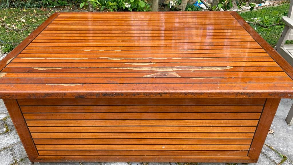 Tuinberging teakhout, Ophalen, Gebruikt