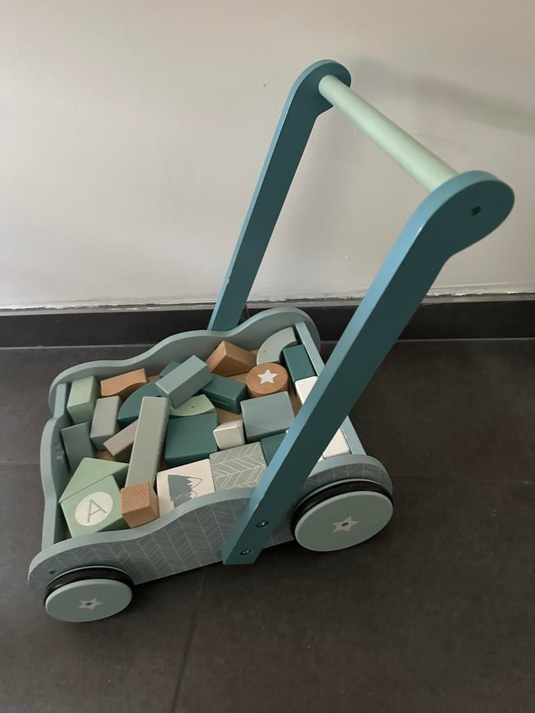 Little dutch loopwagentje met blokken, Ophalen, Zo goed als nieuw