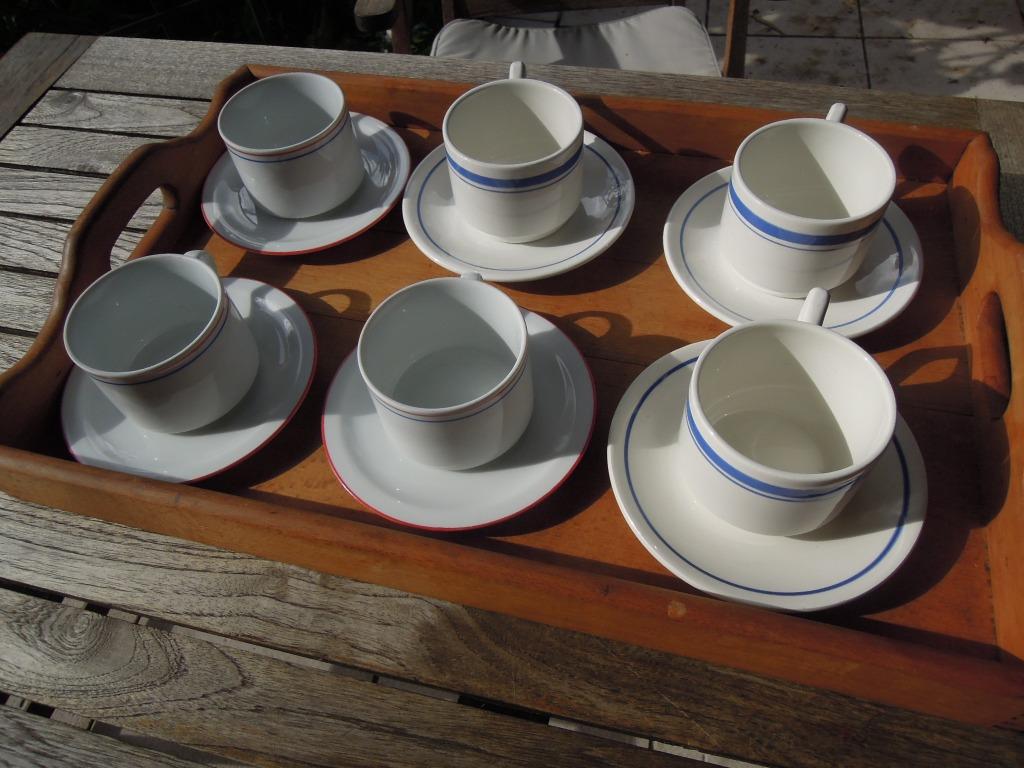 6 tassen koppen met ondertassen Ø 14,5cm Everberg West Ger., Huis en Inrichting, Keuken | Servies, Ophalen of Verzenden, Gebruikt