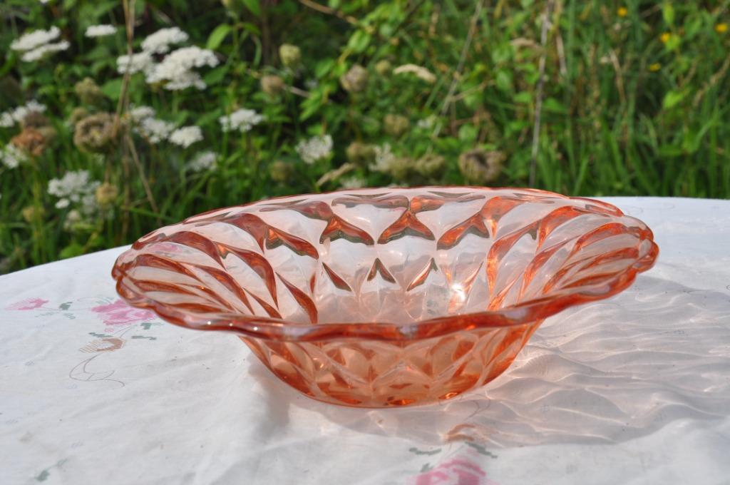 plat fruitier en verre rose, Antiquités & Art, Enlèvement ou Envoi