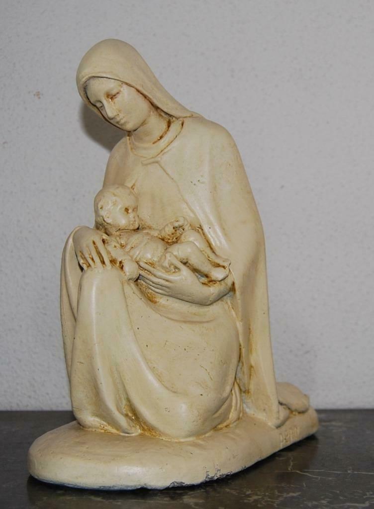 Brocante geknielde Maria met Jezus kind, Ophalen of Verzenden