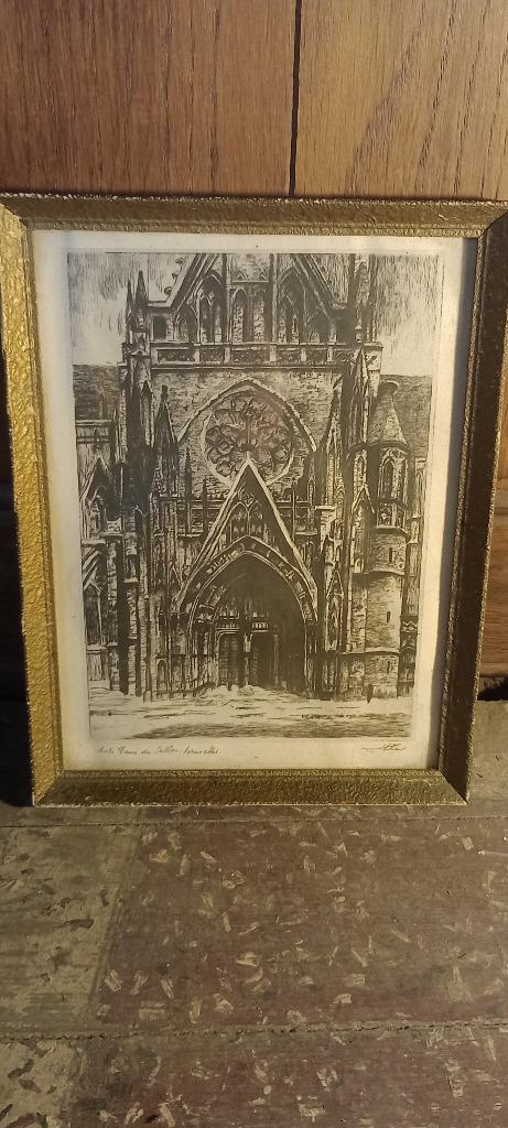 Gravure Henri MORTIAUX, Bruxelles, 20x25, n404, Antiquités & Art, Enlèvement ou Envoi, Gravure