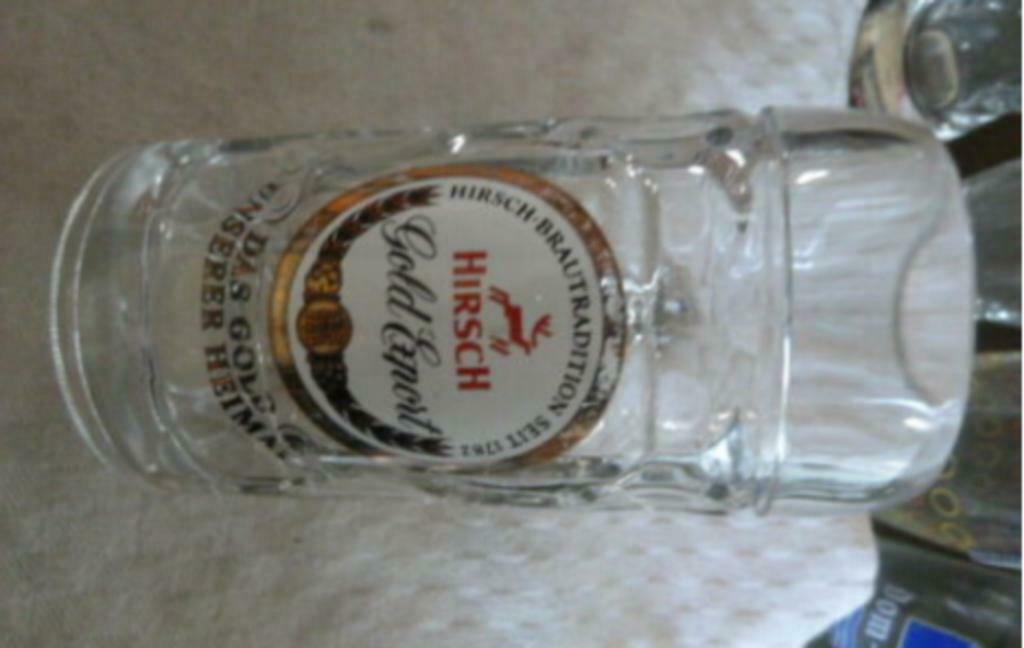 #K bier glas / pul HIRSCH GOLD EXPORT 0,25L, Collections, Verres & Petits Verres, Utilisé, Verre à bière, Enlèvement ou Envoi