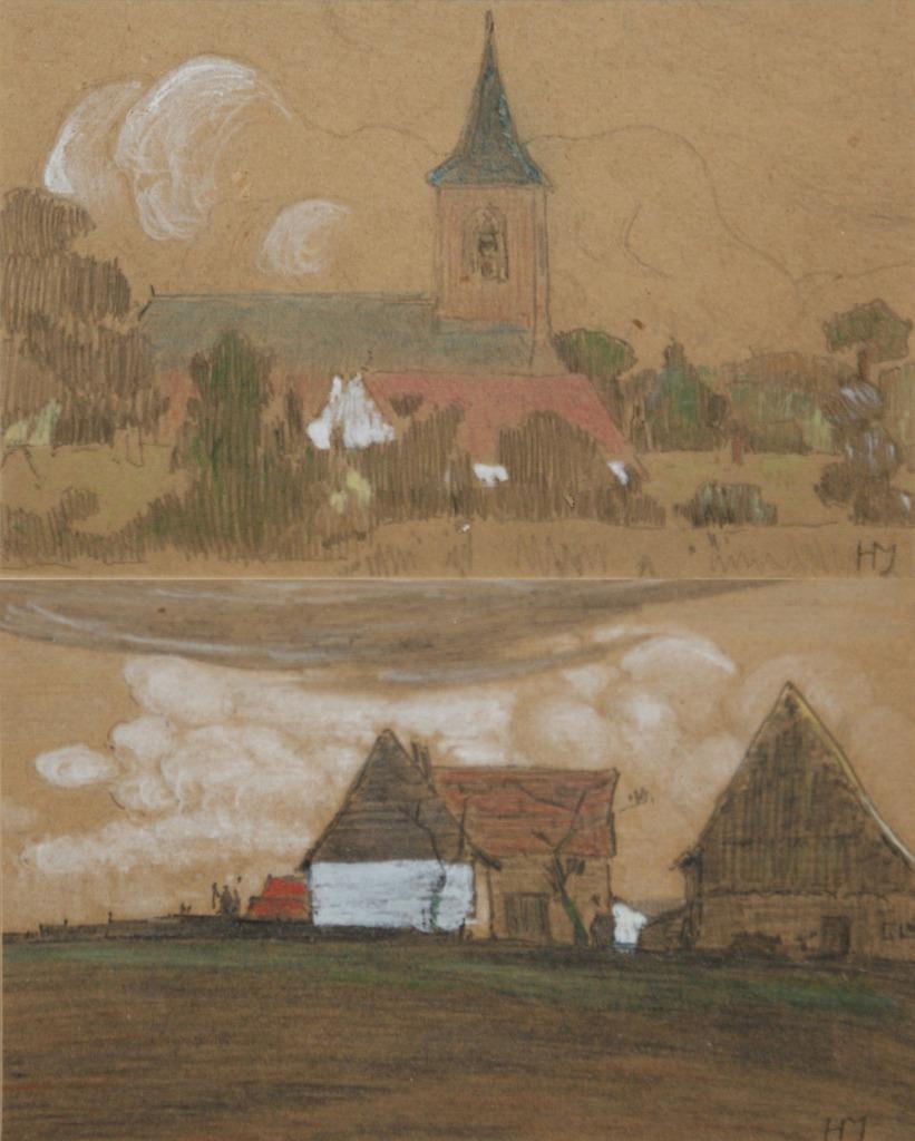 Henry Meuwis (1870-1935): 2 landelijke zichten, Ophalen of Verzenden