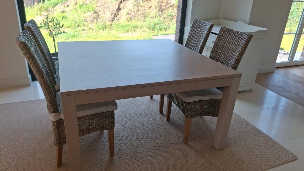 Handgemaakte eiken eettafel, Ophalen, Gebruikt, 150 tot 200 cm, Landelijk