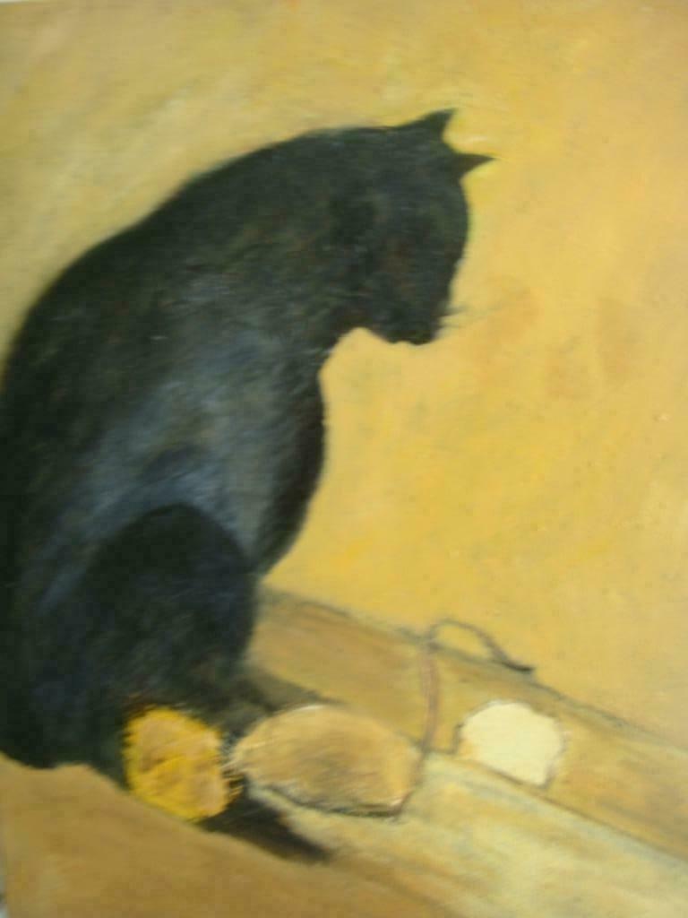 schilderij poes Filou, Antiek en Kunst, Verzenden