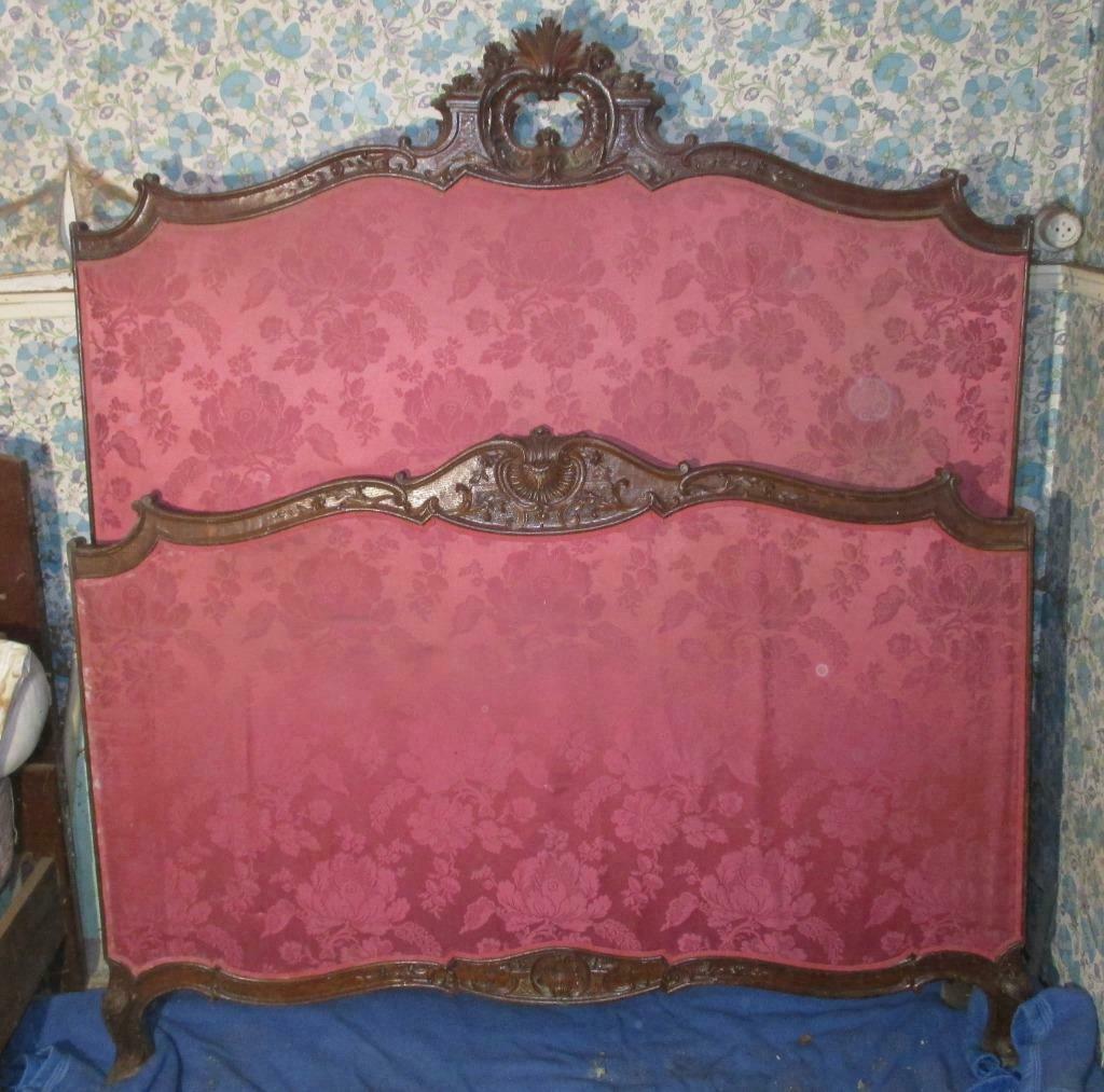Lit capitonné style Régence 140 x 190 cm, Rouge, Enlèvement ou Envoi, Utilisé, Autres types