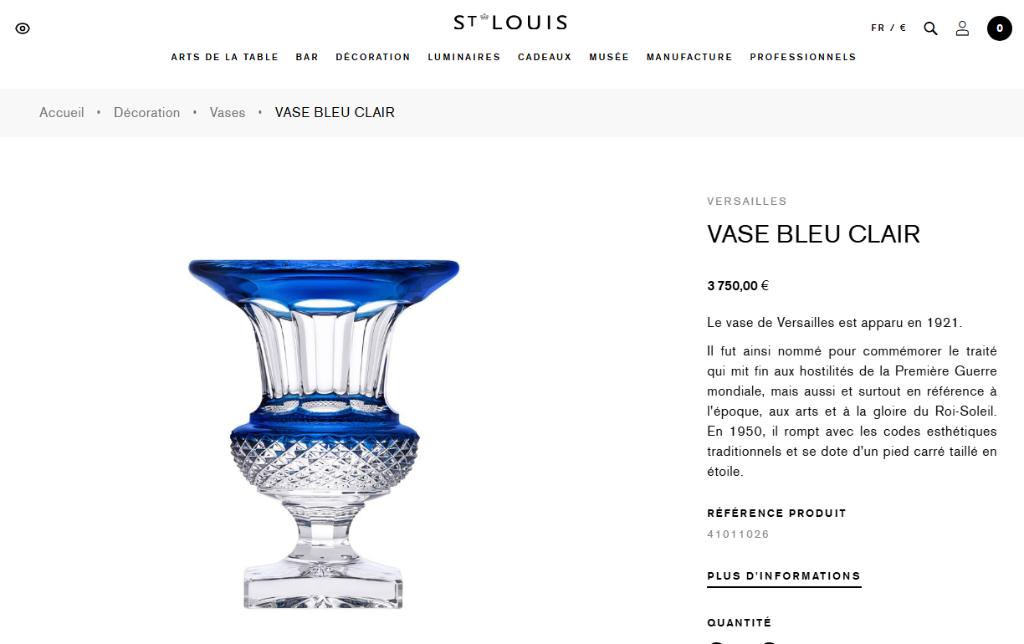 Vase cristal Saint Louis Versailles 24 cm, Antiek en Kunst, Ophalen of Verzenden