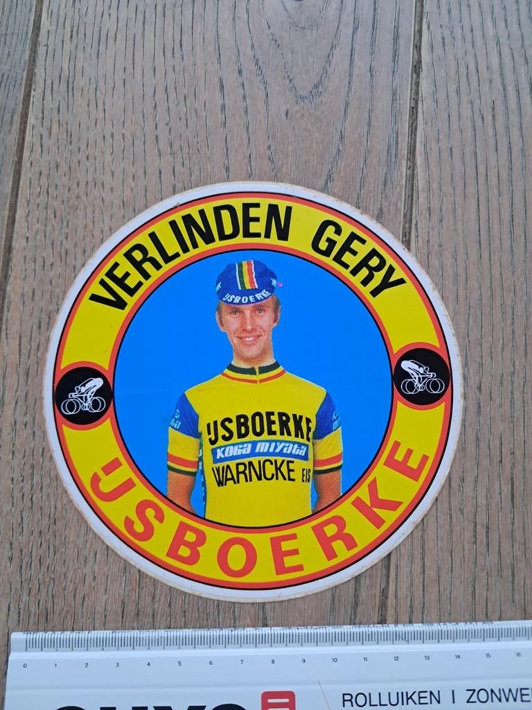 Autocollant rétro cycliste Ijsboerke : Verlinden Gery, Collections, Enlèvement ou Envoi