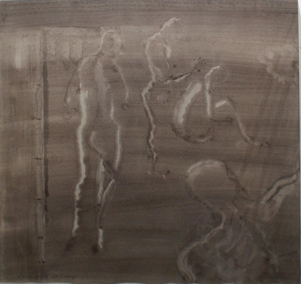Aquarel Figuren St-Petersburg 2004 (77 x 79 cm), Antiek en Kunst, Kunst | Schilderijen | Modern, Ophalen