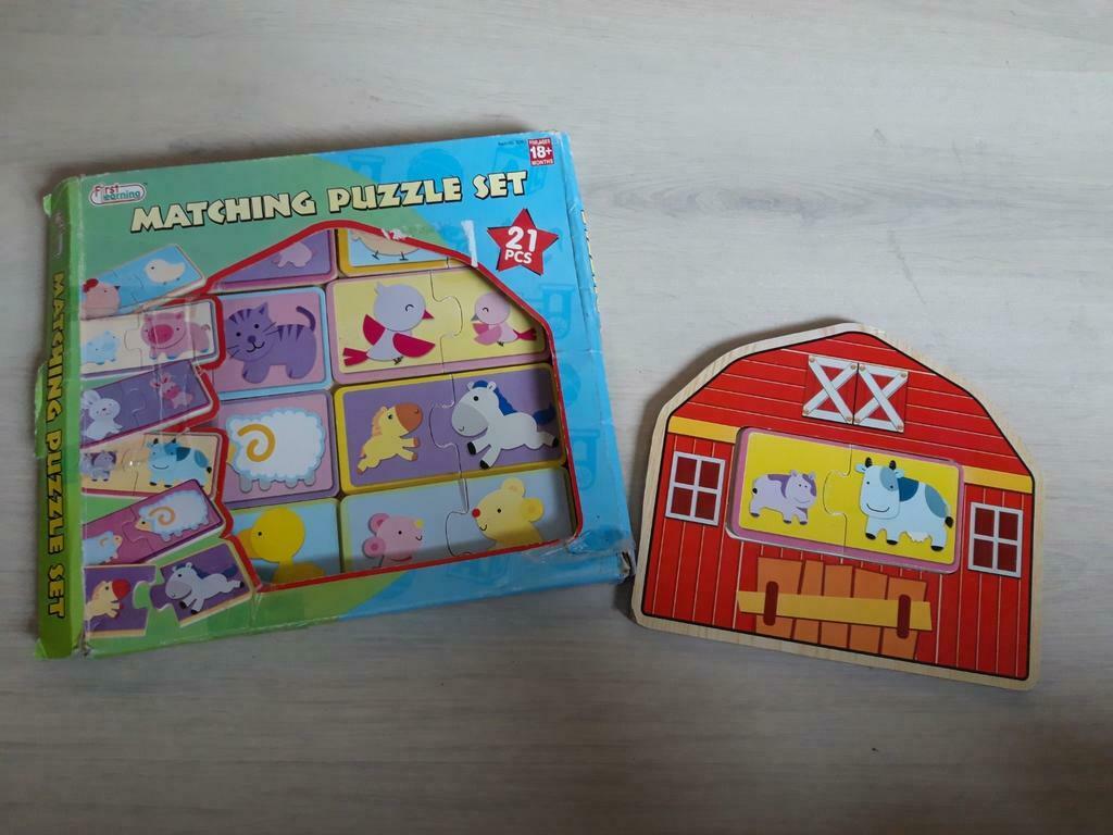 Puzzle en bois Les animaux de la ferme, 2 tot 4 jaar, Gebruikt, 10 tot 50 stukjes, Ophalen of Verzenden