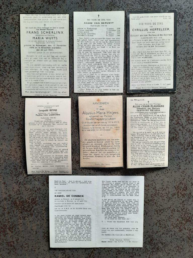 rouwprentjes oud - strijders, Verzamelen, Ophalen of Verzenden, Rouwkaart