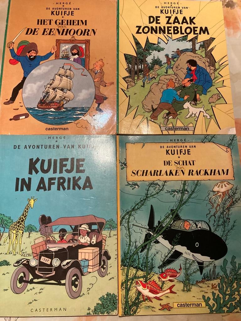 4 Tintin livres, Plusieurs BD, Enlèvement ou Envoi, Utilisé, Herge