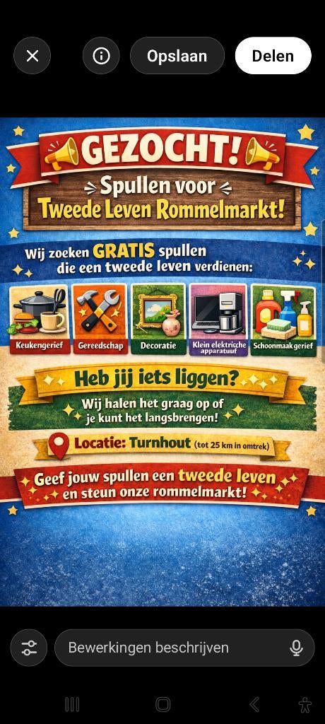 Gevraagd GRATIS Rommelmarkt spullen, Ophalen