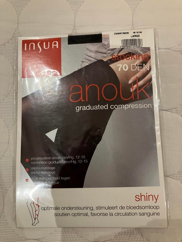 InSua Anouk zwarte nylon kousen voor jarretelles - nieuw, Kleding | Dames, Ophalen of Verzenden, Zwart