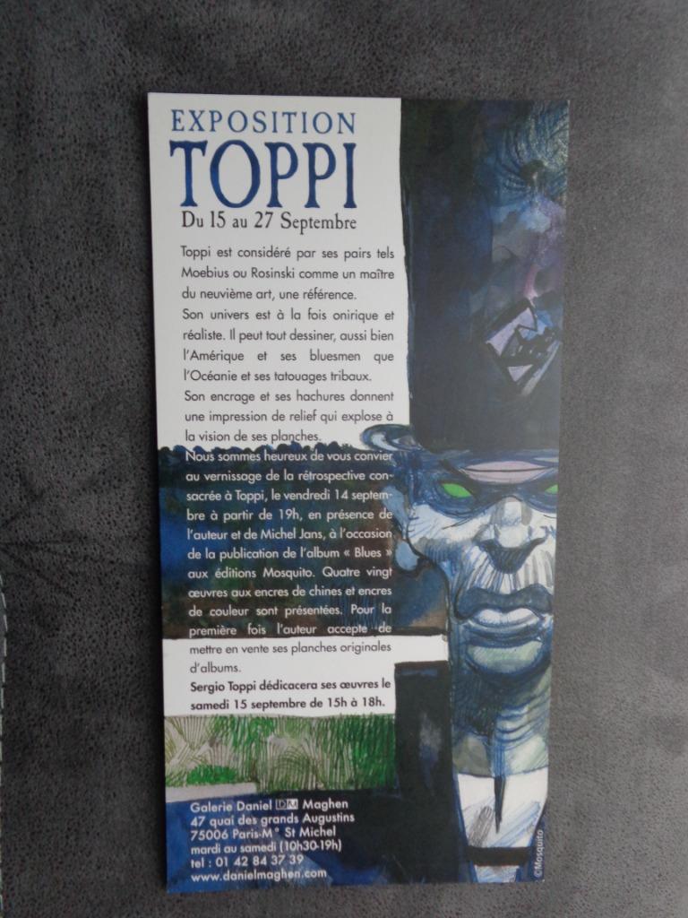 Strips: uitnodiging voor een Toppi-tentoonstelling, Ophalen