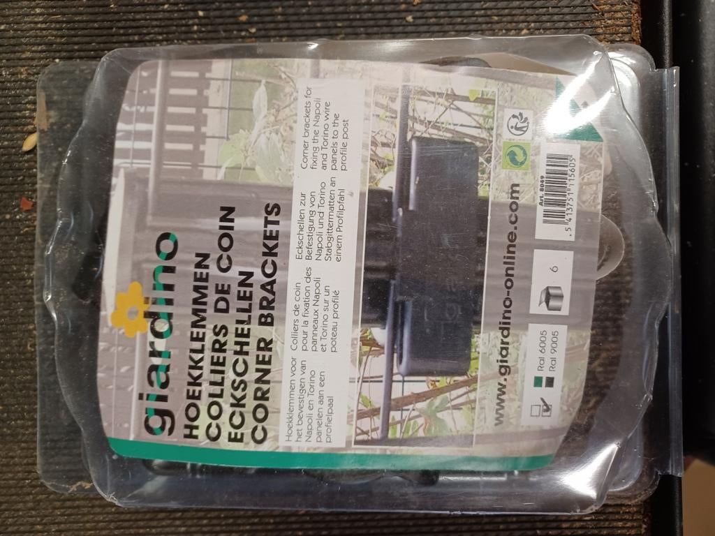 Giardino hoekklemmen draadpanelen zwart, Ophalen of Verzenden, Nieuw