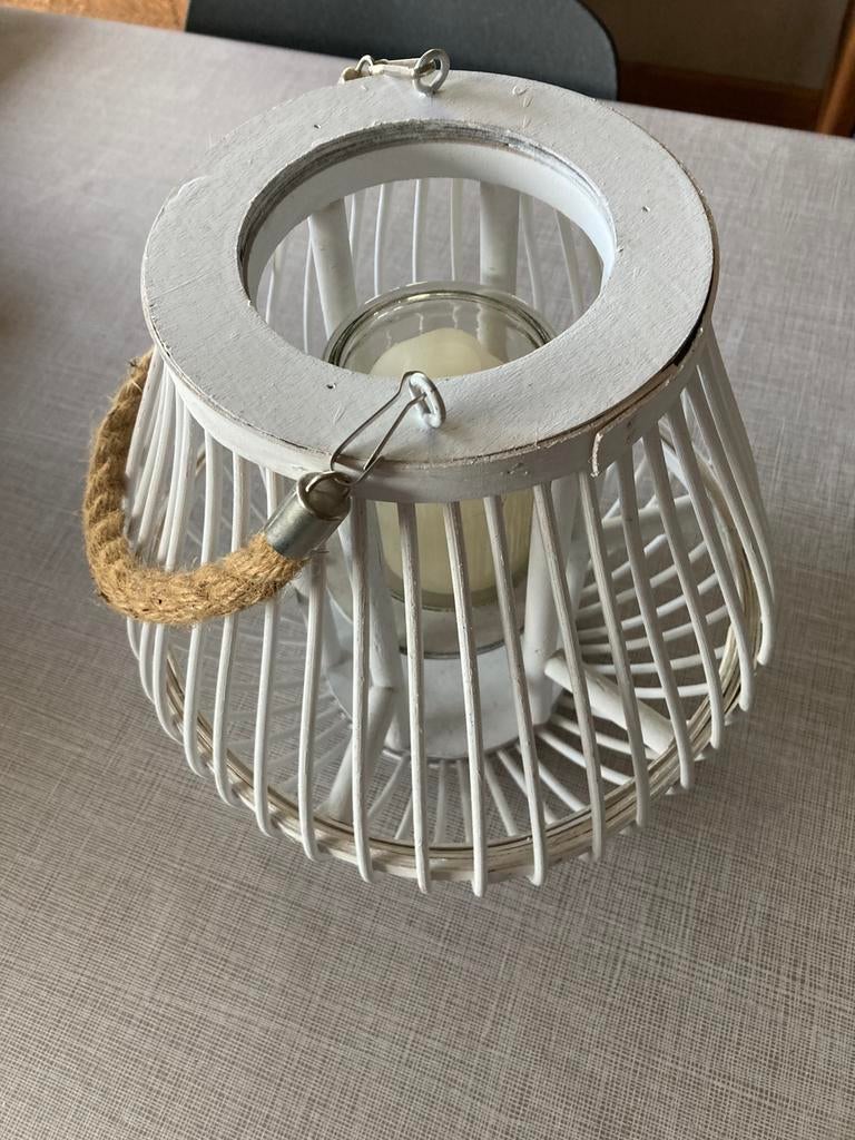 Windlicht decoratie wit, Wit, Ophalen of Verzenden, Zo goed als nieuw, Kaars