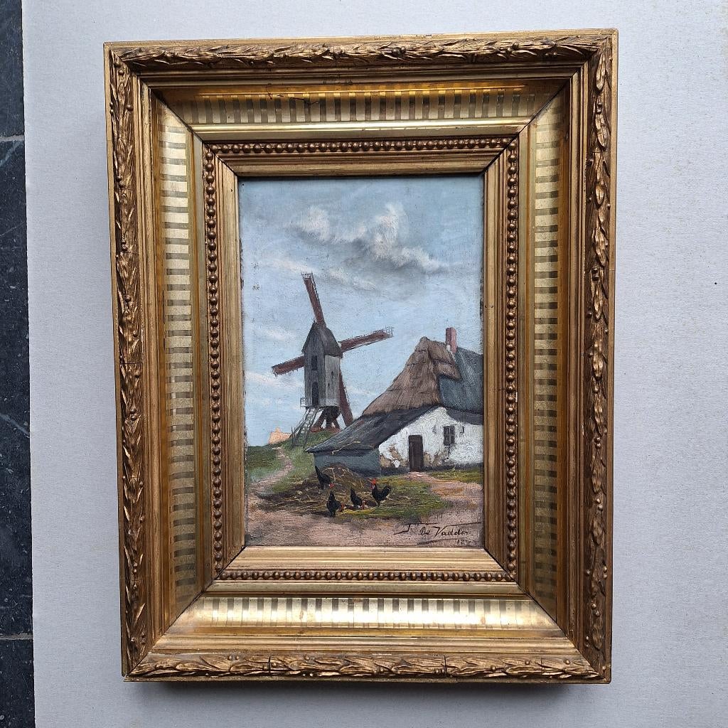 Boerderij met molen en kippen Franz de Vadder (1862-1836), Ophalen of Verzenden