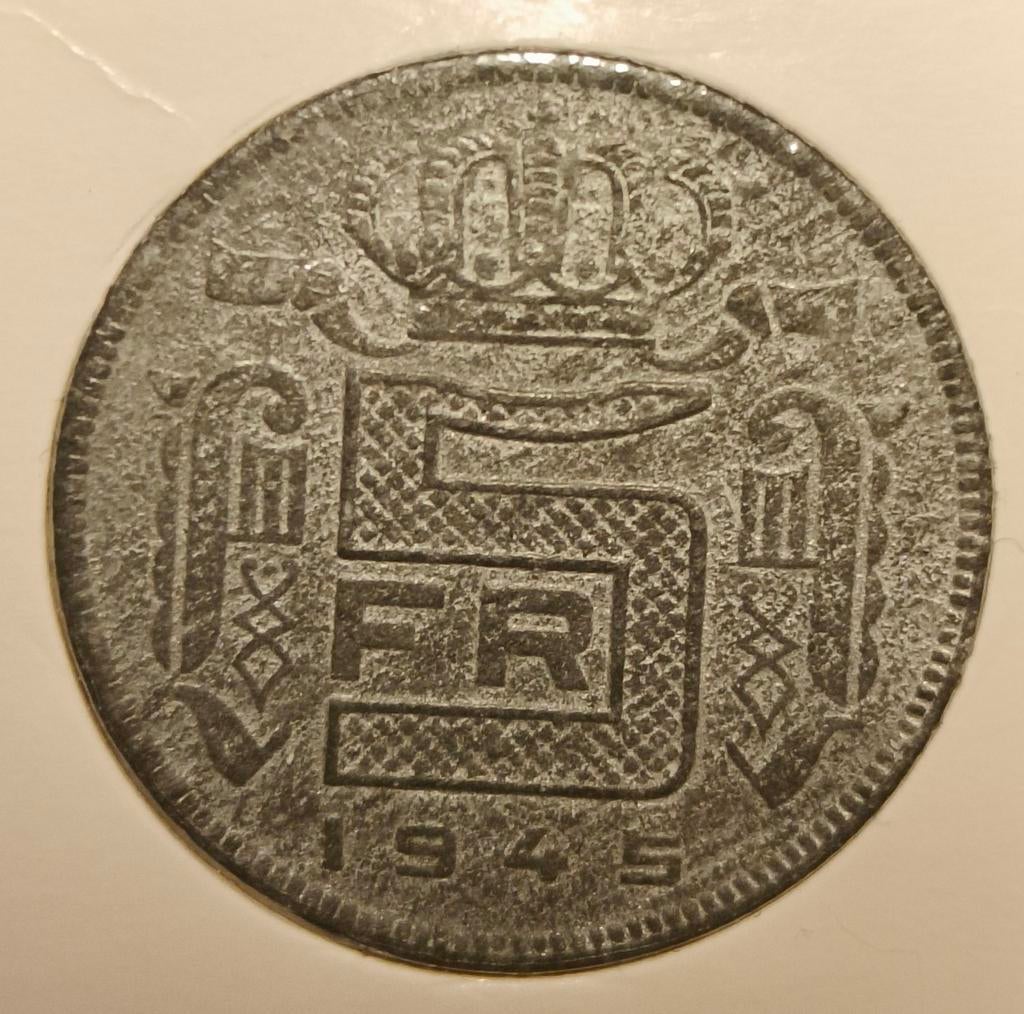 5 Frank 1945 Fr Leopold III, Enlèvement ou Envoi