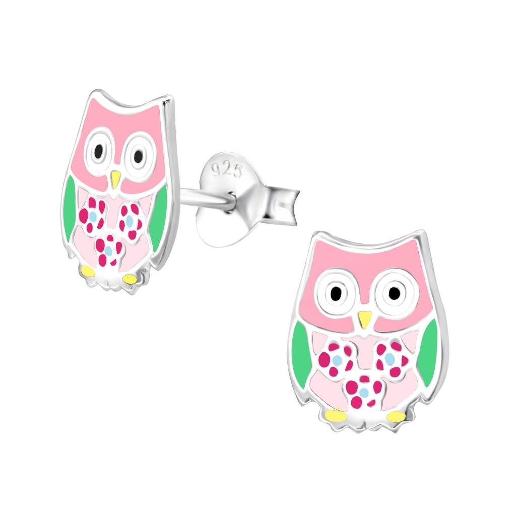 Kinderoorbellen uiltjes 925 sterling zilver & emaille, Ophalen of Verzenden, Nieuw, Oorbellen