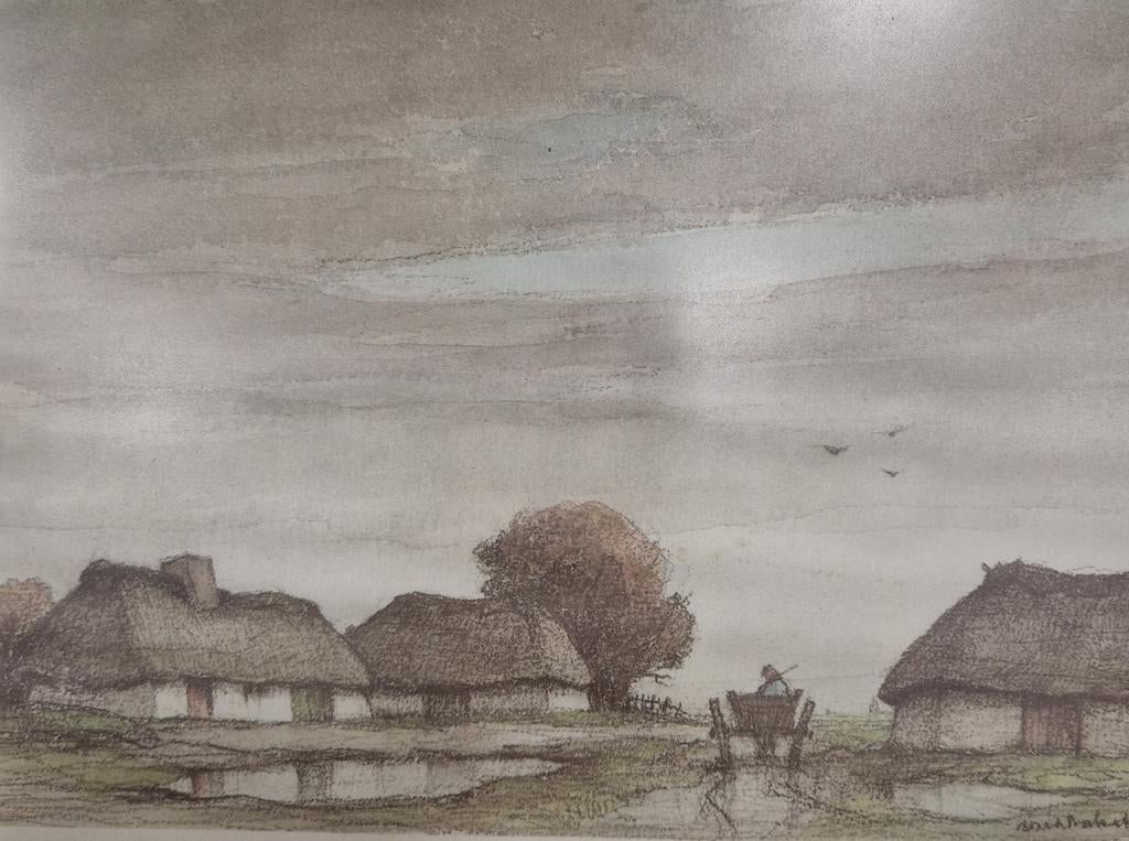 Dirk Baksteen | De onweerswolk | Litho (van een Aquarel), Antiek en Kunst, Kunst | Litho's en Zeefdrukken, Ophalen