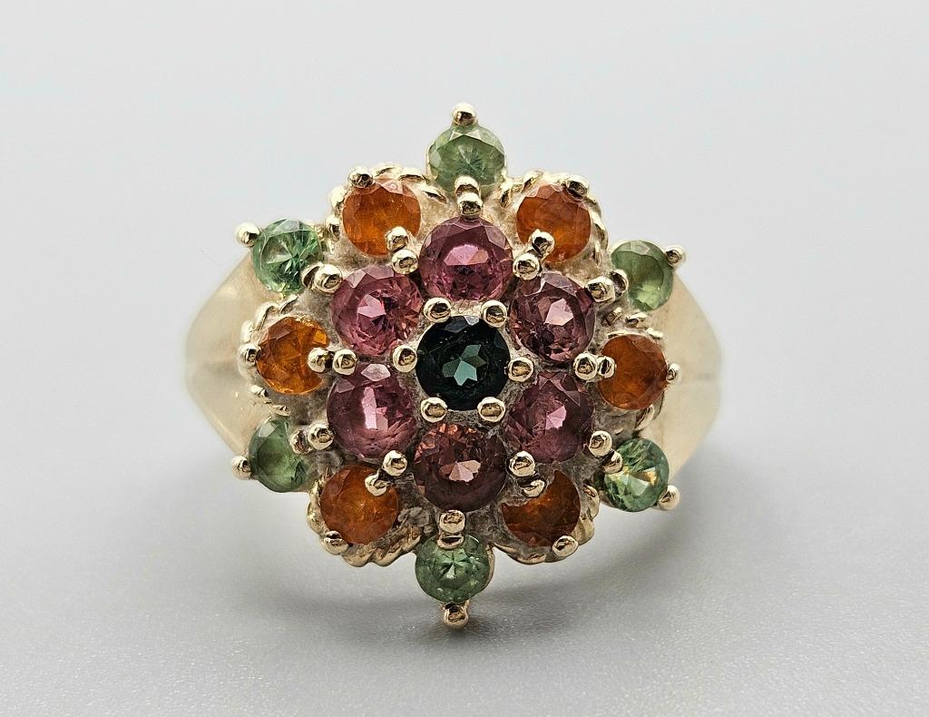 Gouden Vintage ring  toermalijn en chrijsoberijl. 2025/108, Handtassen en Accessoires, Ringen, Overige kleuren, Ophalen of Verzenden