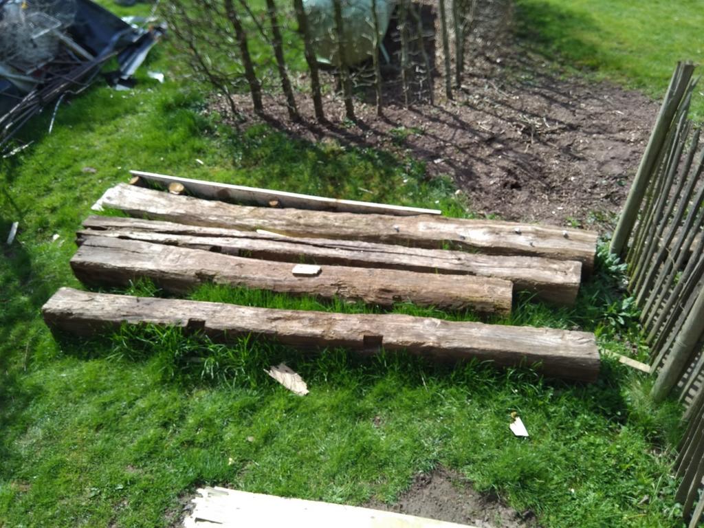 oude eiken balken, Tuin en Terras, Ophalen, Gebruikt, Balken