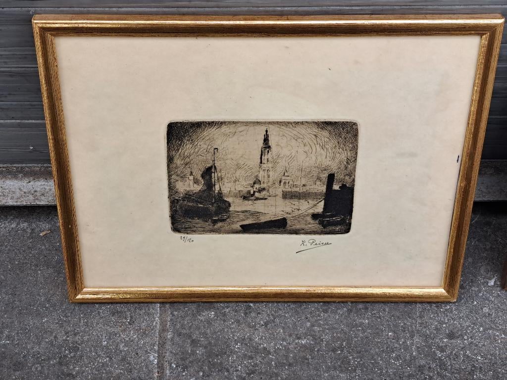 gravure anvers signe kurt peiser, Antiek en Kunst, Ophalen of Verzenden