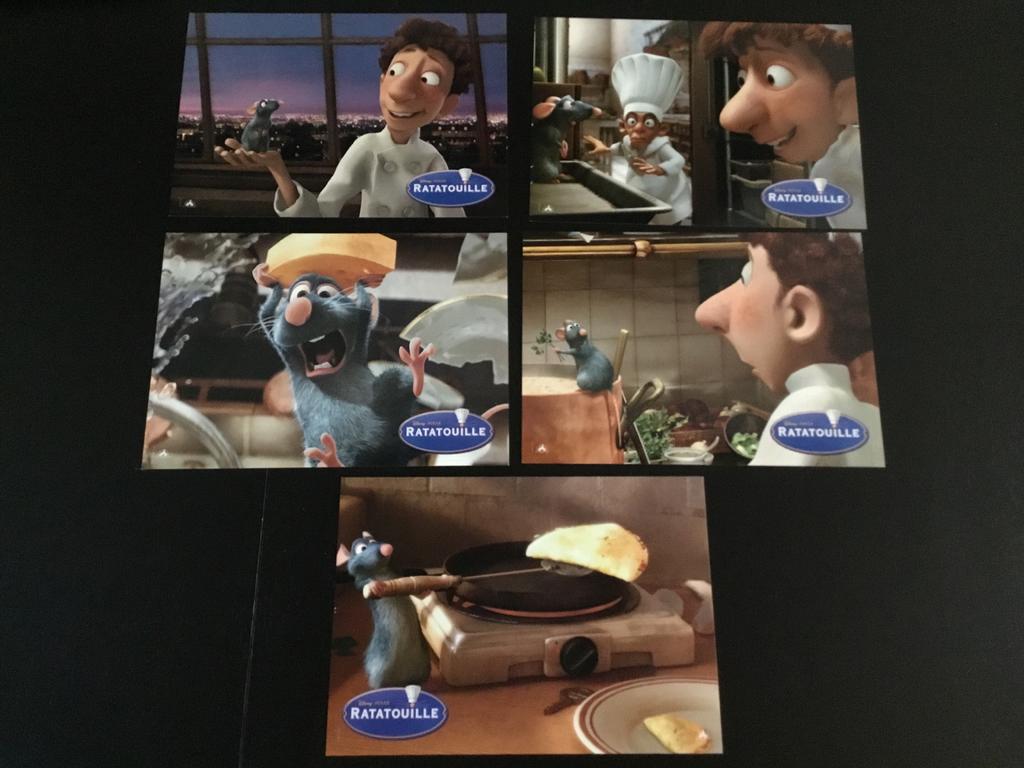 Filmfotoset van Disney Pixar film Ratatouille 5 foto’s, Verzamelen, Disney, Ophalen of Verzenden, Overige figuren, Zo goed als nieuw