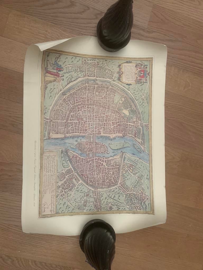 Reproductie van een kaart van „Lutetia” Lutece Paris, Antiek en Kunst, Ophalen of Verzenden