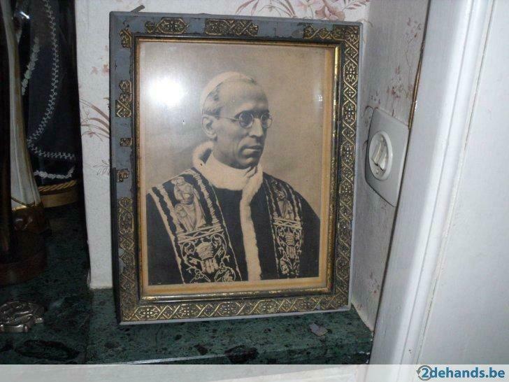 oude foto en kader paus, Antiek en Kunst