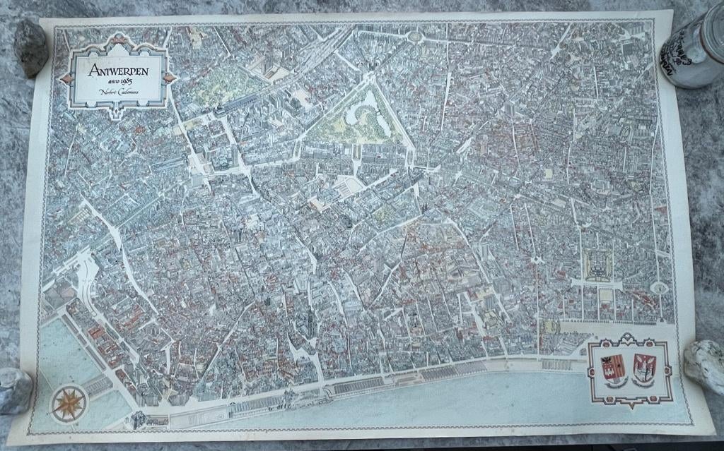 Stadskaart Antwerpen - Anno 1985 - Norbert Ceulemans, Antiek en Kunst, Ophalen