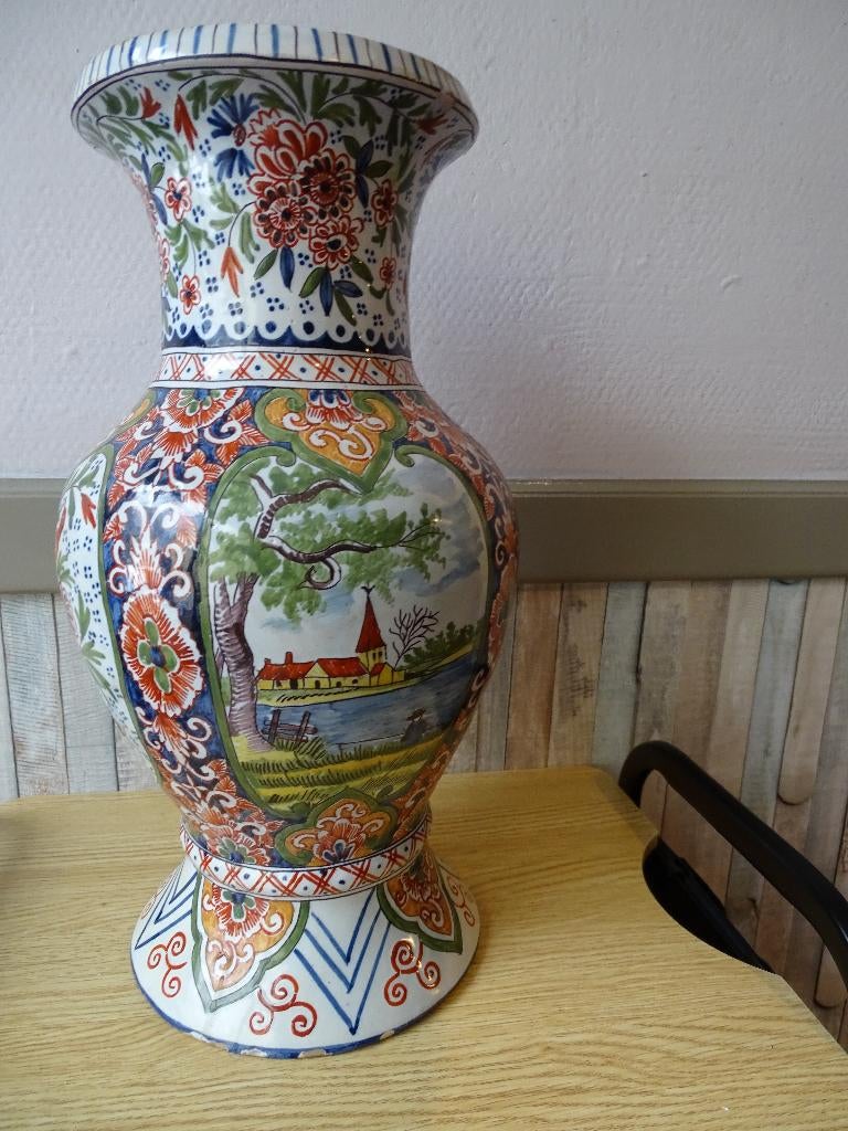 Vase balauster polychrome ancien de Delft XIXe siècle, Enlèvement