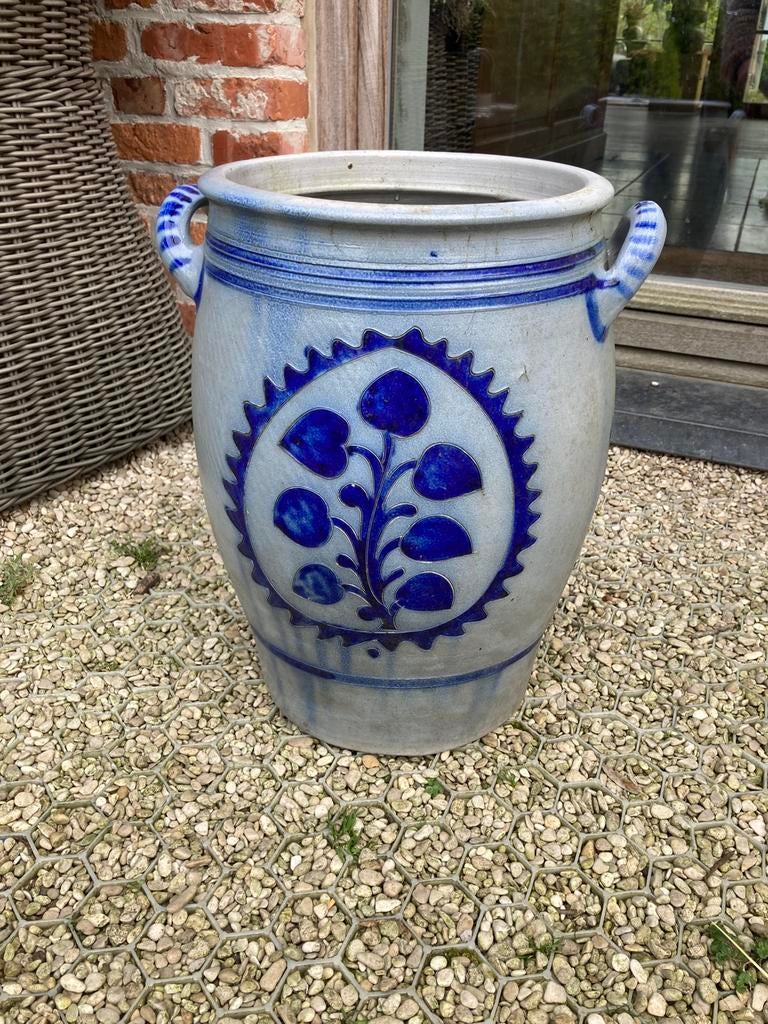 Grote franse Betschdorf-pot aardewerk frans landelijk blauw, Tuin en Terras, Bloempotten, Ophalen, Zo goed als nieuw, Aardewerk