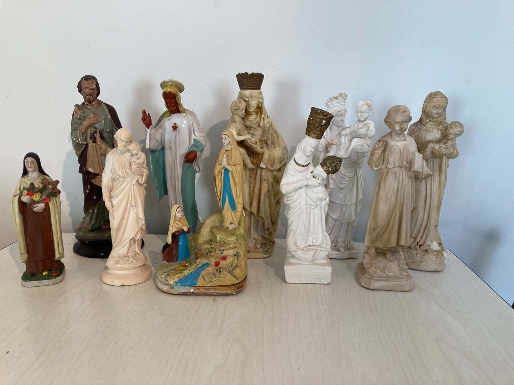 Lot 10 herstelde religieuze beeldjes, Ophalen of Verzenden, Gebruikt, Beeld(je), Christendom | Katholiek